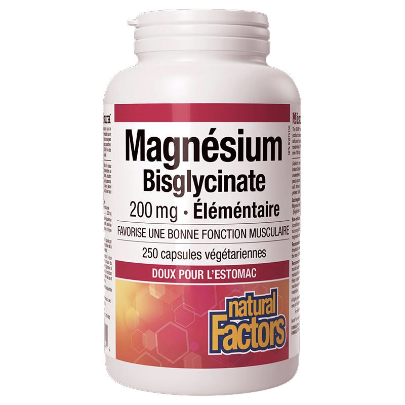 Magnésium Bisglycinate - 200mg - Natural Factors - 250 capsules